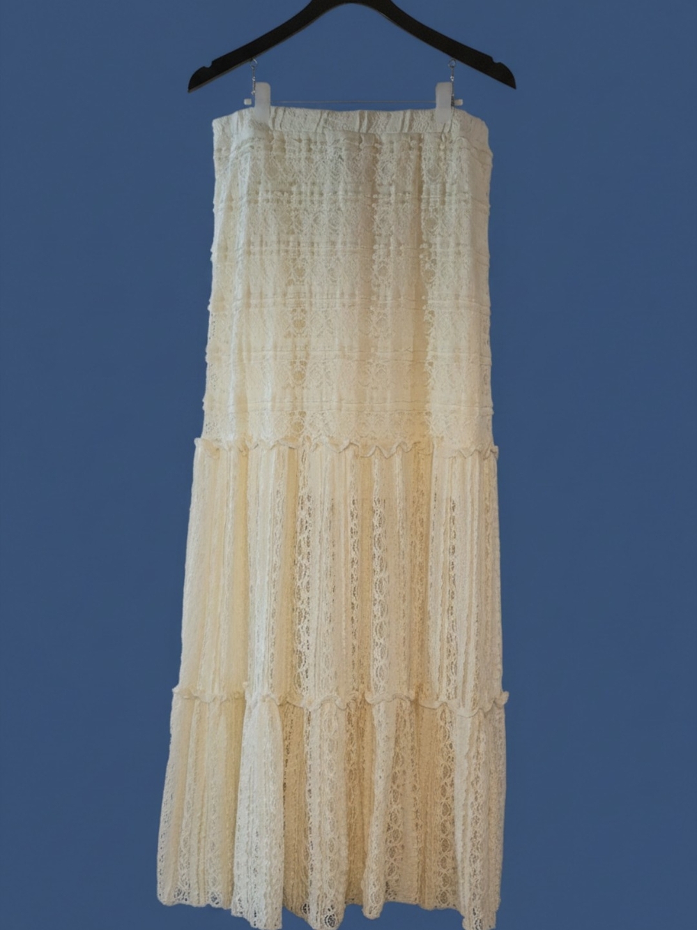 Xhilaration Cream Lace Tiered Maxi Skirt